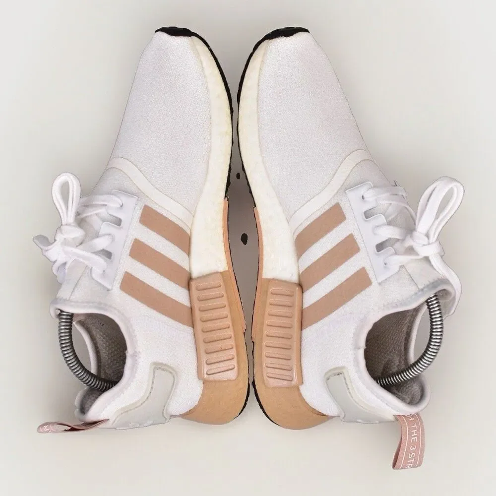 Adidas NMD R1 Womens Size 8 US Ash Pearl White Boost Knit Sneakers Shoes FV2475